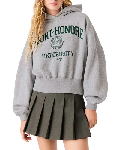 Maje Tiversity Hoodie Sweatshirt In Gray
