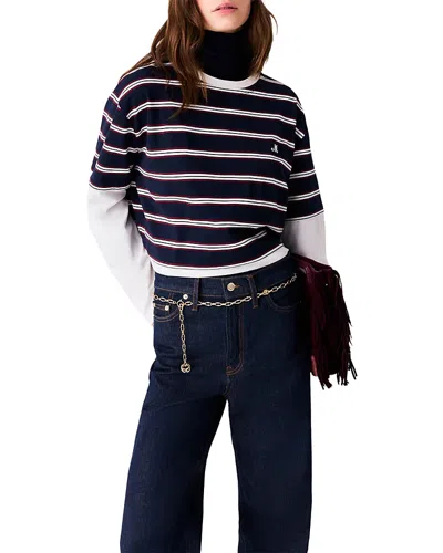 Maje Togomo Layered Look Tee In Blue
