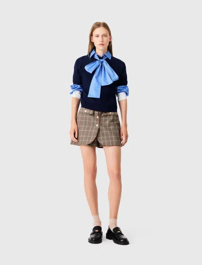 Maje Tonal Rhinestone Sweater In Blue