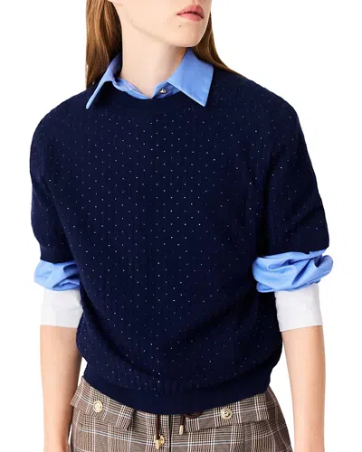 Maje Tonal Rhinestone Sweater In Blue