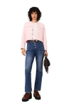 Maje Topstitched Cropped Cardigan In Pink