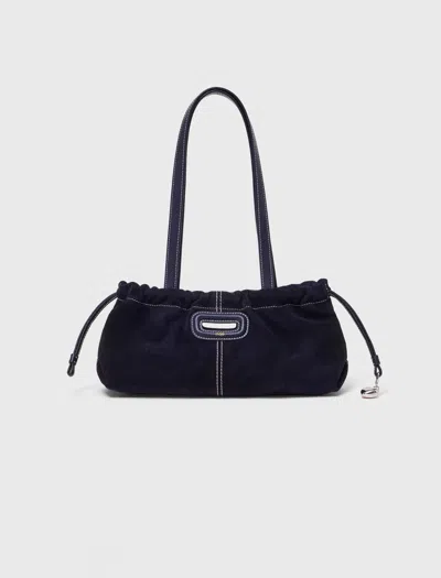 Maje Topstitched Suede Milpli Gazette In Blue