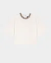 Maje Cotton Embellished-neck T-shirt In White