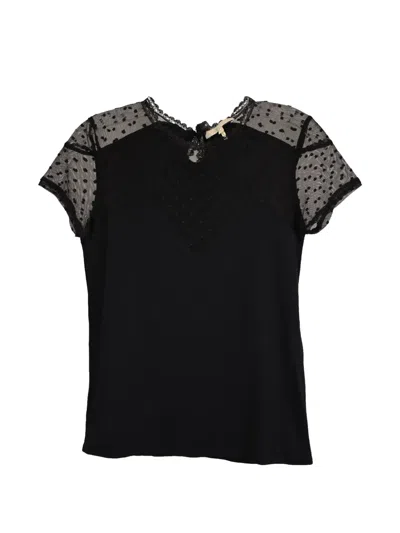 Pre-owned Maje Tribor Sheer-detail Top In Black