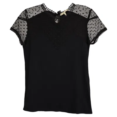 Pre-owned Maje Tribor Sheer Mesh Detail Top In Black Cotton