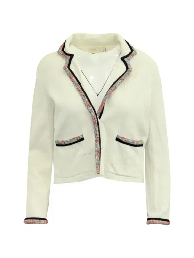 Pre-owned Maje Trimmed Cardigan In Neutral