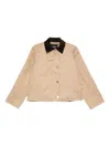 Maje Womens Camel Contrast-collar Trapeze Cotton-blend Jacket In Neutral