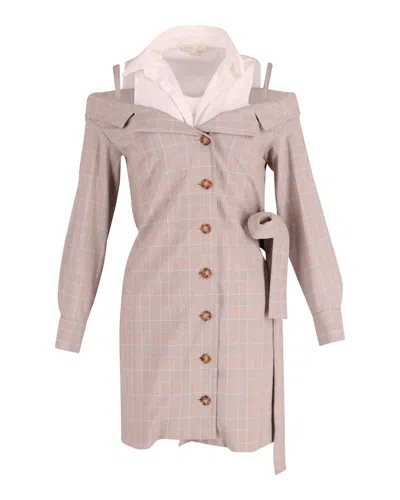 Maje Trompe-l'oeil Shirt Dress In Beige Polyester
