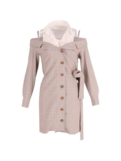 Pre-owned Maje Trompe-l'oeil Shirt Dress In Neutral