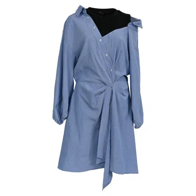 Maje Trompe-l'oeil Shirt Mini Dress In Light Blue Cotton