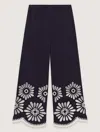 Maje Trousers With Crochet Detail In Navy