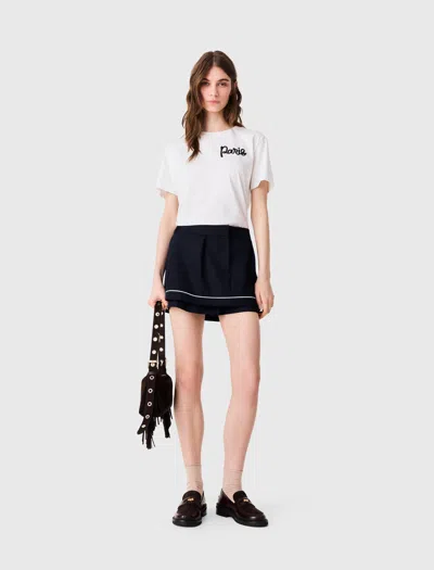 Maje T-shirt With Embroidered Paris Logo In White
