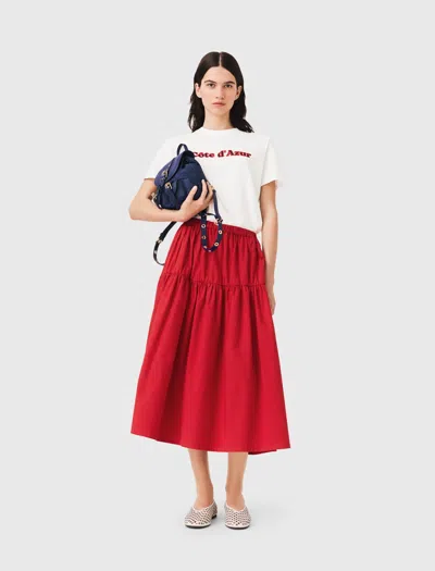 Maje T-shirt With Embroidery In White
