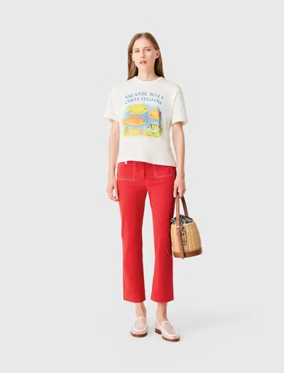 Maje T-shirt With Fish Print In White