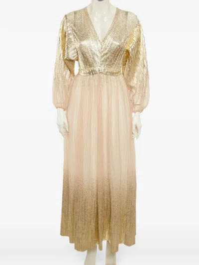Pre-owned Maje Tulle V-neck Gown In Gold