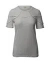 Maje Turan Lace Inserts T-shirt In White Linen In White