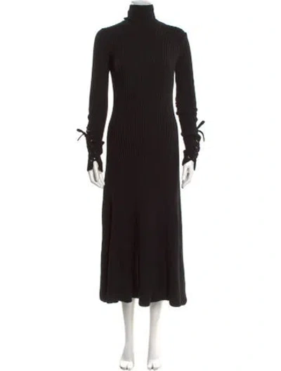 Pre-owned Maje Turtleneck Long Dress In Black