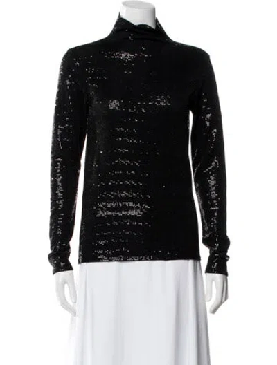 Pre-owned Maje Turtleneck Long Sleeve Top In Black