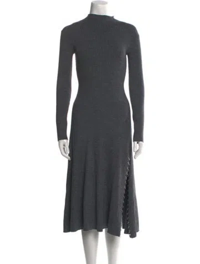 Pre-owned Maje Turtleneck Midi Length Dress In Gray