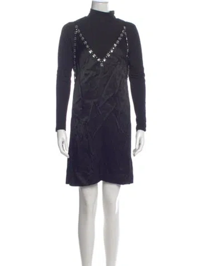 Pre-owned Maje Turtleneck Mini Dress W/ Tags In Blue