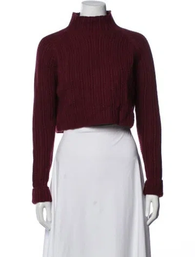 Pre-owned Maje Turtleneck Sweater In Burgundy