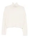 Maje Mylene Ribbed Cotton-blend Turtleneck Sweater In Neutral