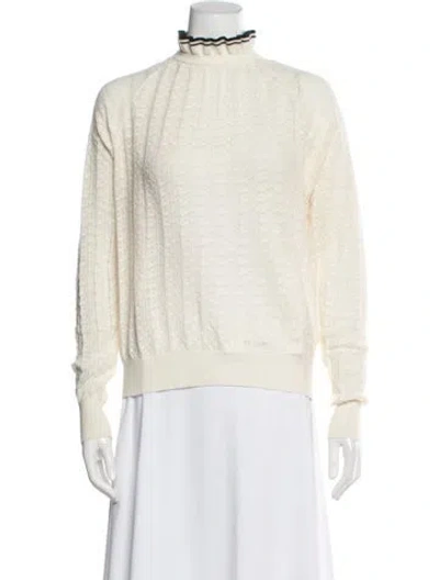 Pre-owned Maje Turtleneck Sweater In White