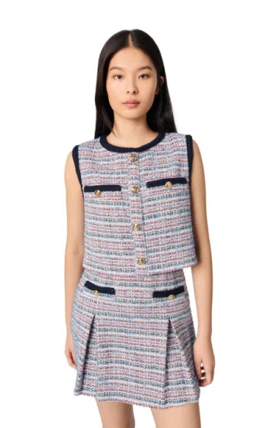 Maje Tweed 2-in-1 Mini Dress In Purple