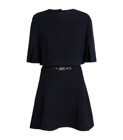 Maje Tweed 2-in-1 Mini Dress In Blue