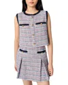 Maje Tweed Mini Dress In Blue/red