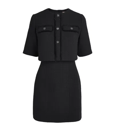 Maje Tweed 2-in1 Mini Dress In Black