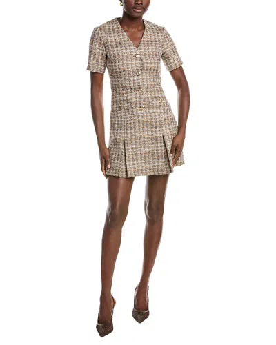Maje Tweed A-line Dress In Brown