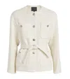 Maje Tweed Belted Jacket In White