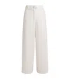 Maje Tweed Belted Wide-leg Trousers In White