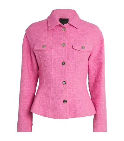 Maje Classic-collar Tweed Blazer In Pink