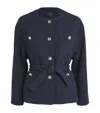 Maje Tweed Button-trim Jacket In Blue