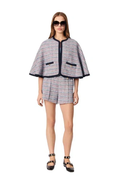 Maje Tweed Cape With Contrasting Trim