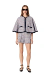 Maje Tweed Cape With Contrasting Trim In Multi