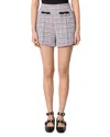 Maje Tweed Shorts In Blue/red