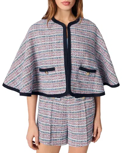 MAJE TWEED CONTRASTING TRIM CAPE
