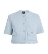 Maje Victorine Tweed Short-sleeve Blazer In Blue