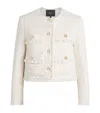 Maje Tweed Cropped Jacket In White