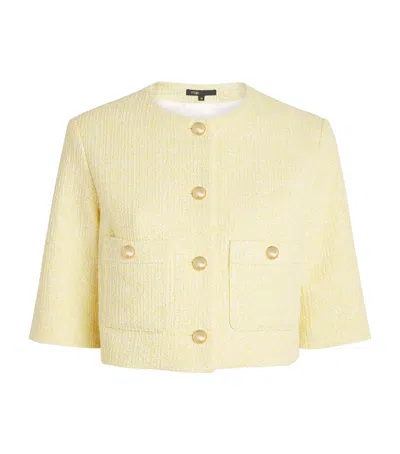 Maje Tweed Cropped Jacket In Yellow