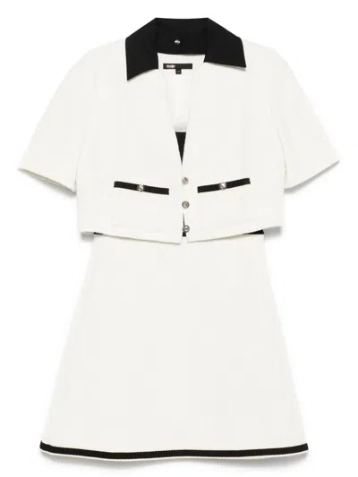 Maje Tweed Dress And Jacket Set In White