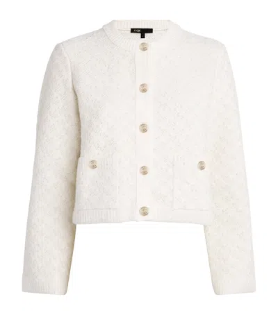 Maje Tweed-effect Cardigan In White