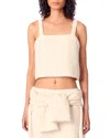 Maje Womens Blanc Tweed-pattern Cropped Knitted Top In Ecru