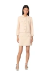 Maje Tweed-effect Knit Jacket In Pink/ecru