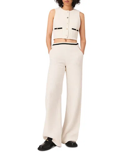 Maje Tweed Effect Trousers In Neutral