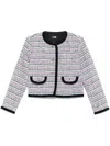 Maje Tweed Jacket In Blue