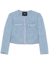 Maje Tweed Jacket In Blue
